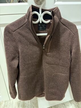 FIGS women’s Brown Heathered Quarter-Zip Pullover